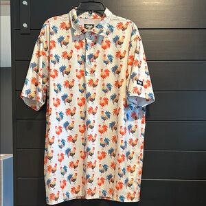 Waggle Mens Cocky Rooster Golf Shirt